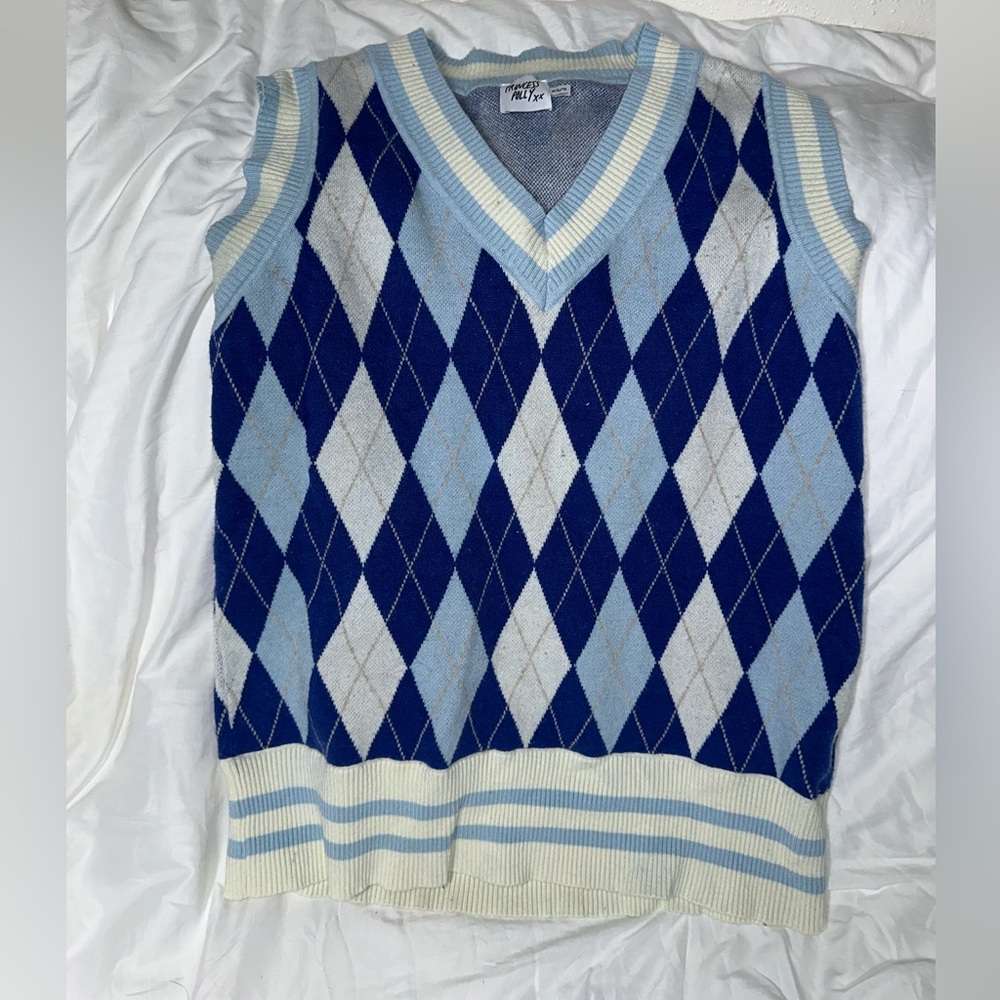 Princess Polly Blue Argyle Sweater Vest